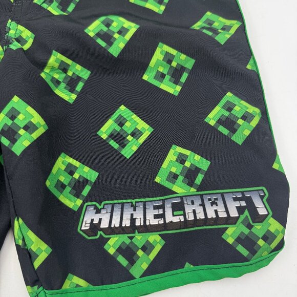 Minecraft Boys Swim Shorts Trunks Youth Small 6 7 Creeper Green Pool Mojang - Picture 2 of 9